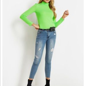 Lime Green Turtleneck Sweater 🐢